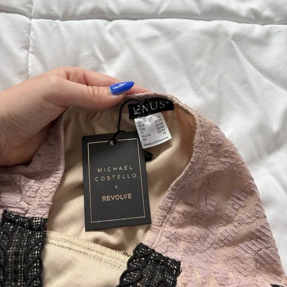 NWT Michael Costello X Revolve Mini Dress Womens XS Black Pink Fairy Whimsigoth - Picture 3 of 10